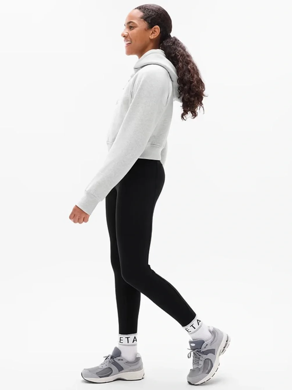 Athleta Youth Cropped Half-Zip Hoodie in White